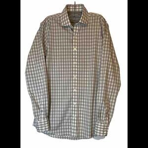Twillory Long Sleeve Checkered Performance Sz 16 34-35 Men’s Tailored Fit